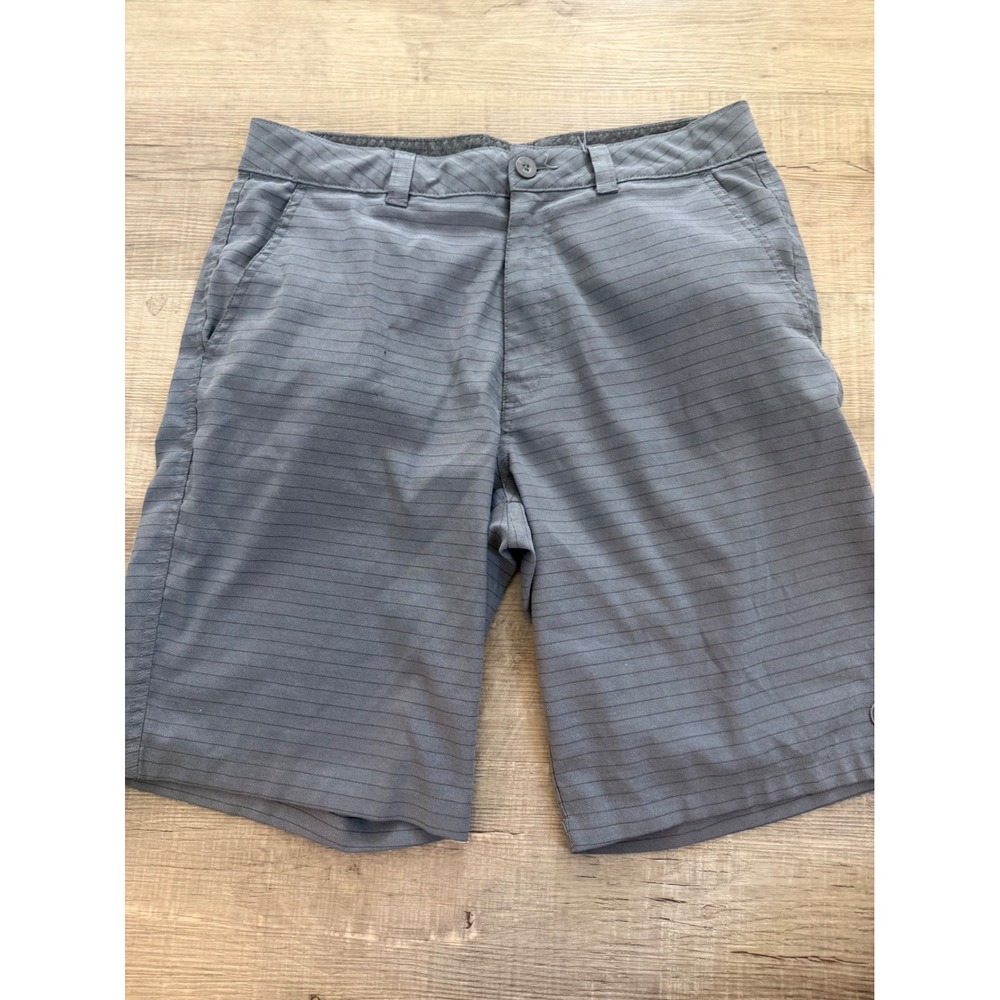 Hang Ten Men's Gray Striped Hybrid Chino Shorts Size 32 Casual Surf Golf